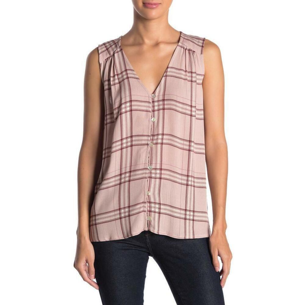 Bobeau Sleeveless Button Front Top In Mauve Plaid Size S
